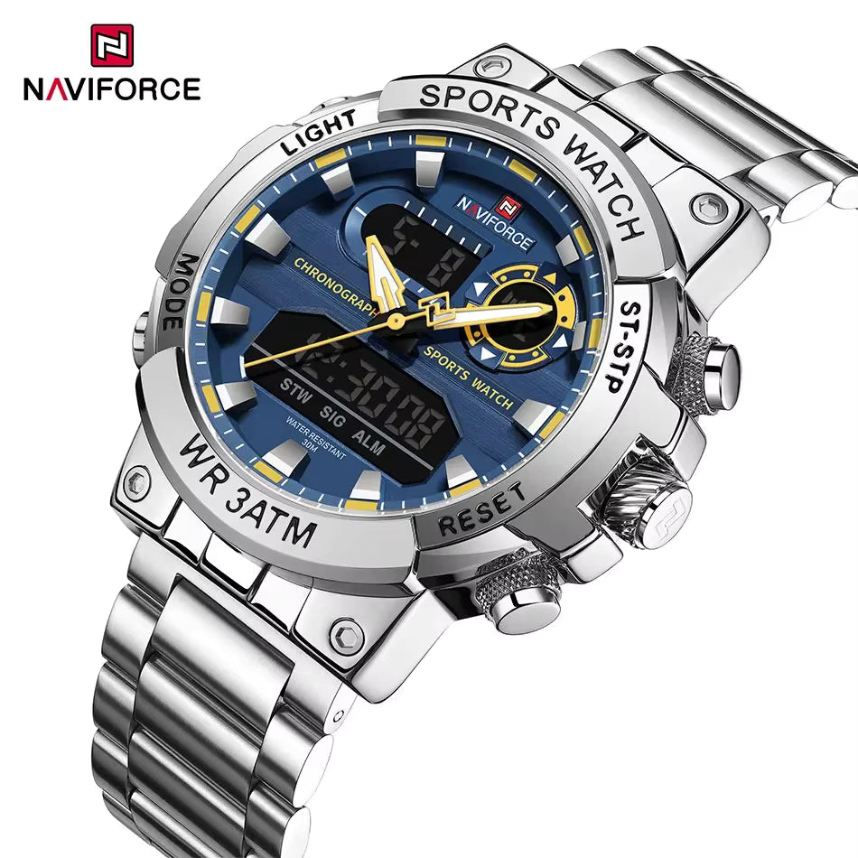 NAVIFORCE Men's Dual Display Waterproof Quartz Watch – Military Sports Digital & Analog Wristwatch